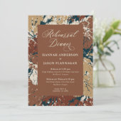 herfst Wedding Rehearsal Dinner Caramel Russet Inv Kaart (Staand voorkant)