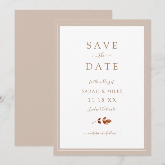 herfst Wedding Save The Date (Voorkant / Achterkant)