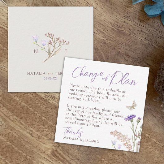 Herfst Wedding wildflower monogram verandering van Notitiekaartje
