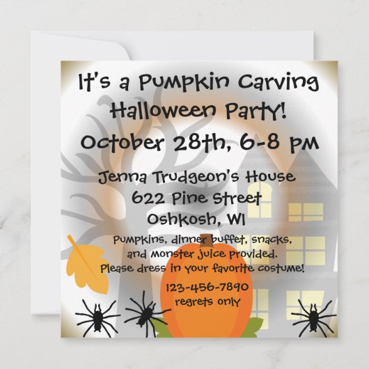 Herfst Weerwolf Halloween Party Uitnodiging (Achterkant)