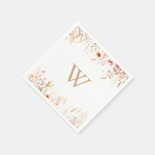Herfst Weide Wilde Bloemen Monogram Bruiloft Servet (Hoek)