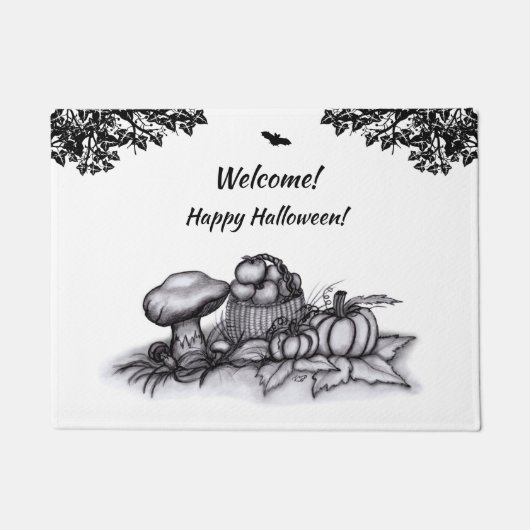 Herfst, welkom! Happy Halloween! Deurmat (Voorkant)