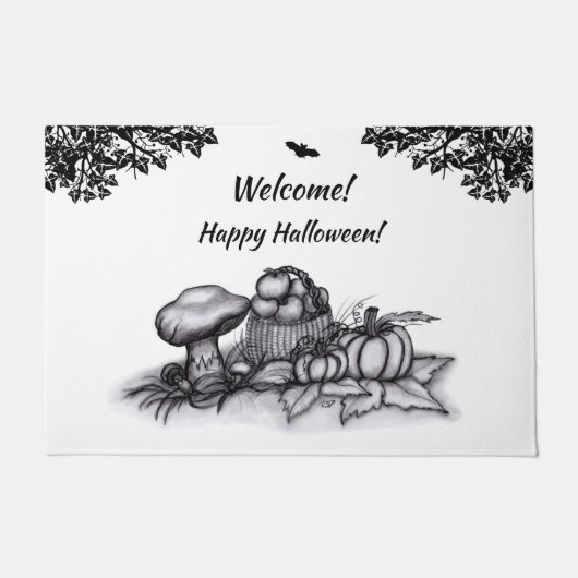 Herfst, welkom! Happy Halloween! Deurmat (Voorkant)