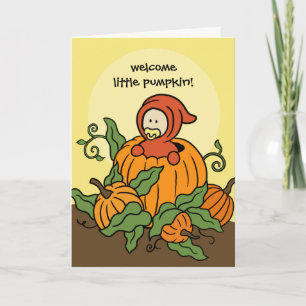 Herfst Welkom Kleine Pompoen Nieuwe Baby Kaart