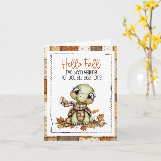 Herfst wenskaart, Herfst schildpad kaart (Gele Bloem)