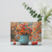 herfst wenskaart in een vaas briefkaart (Staand voorkant)