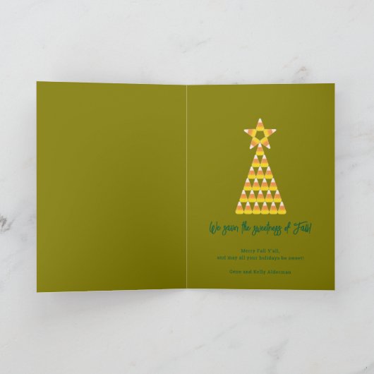 Herfst Wenskaart met snoepCorn-kerstbomen Kaart (Binnen)