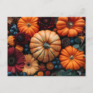 herfst wenskaart pompoenen en bladeren briefkaart
