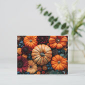 herfst wenskaart pompoenen en bladeren briefkaart (Staand voorkant)