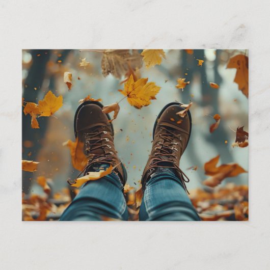 herfst wenskaart schoenen en herfstbladeren briefkaart (Voorkant)