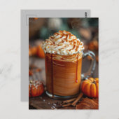 herfst wenskaart warme pompoen specerij latte briefkaart (Voorkant / Achterkant)