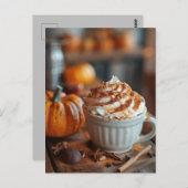 herfst wenskaart warme pompoen specerij latte briefkaart (Voorkant / Achterkant)