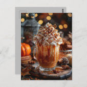 herfst wenskaart warme pompoen specerij latte briefkaart (Voorkant / Achterkant)