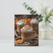 herfst wenskaart warme pompoen specerij latte briefkaart (Staand voorkant)