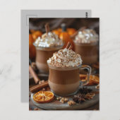 herfst wenskaart warme pompoen specerij latte briefkaart (Voorkant / Achterkant)