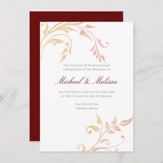 herfst werveling bruiloft uitnodiging (Voorkant / Achterkant)