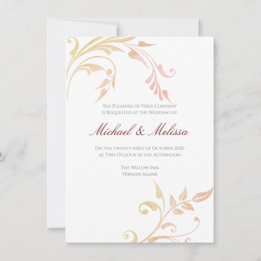 herfst werveling bruiloft uitnodiging (Voorkant)