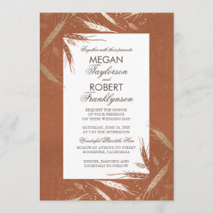 Herfst Wheat Gold en Oranje Rustic Wedding Kaart