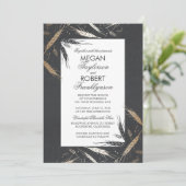 Herfst Wheat Gold Foil Effect Chalkboard Weddensch Kaart (Staand voorkant)