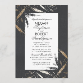 Herfst Wheat Gold Foil Effect Chalkboard Weddensch Kaart