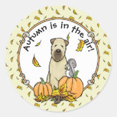 Herfst Wheaten Terrier (pieppompoenen 1b2) Ronde Sticker (Voorkant)