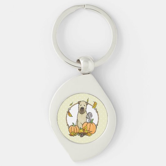 Herfst Wheaten Terrier (pieppompoenen 1b2) Sleutelhanger (Voorkant)
