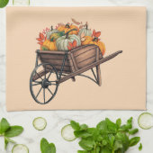 Herfst Wheelbarrow met pompoenen Theedoek (Gevouwen)