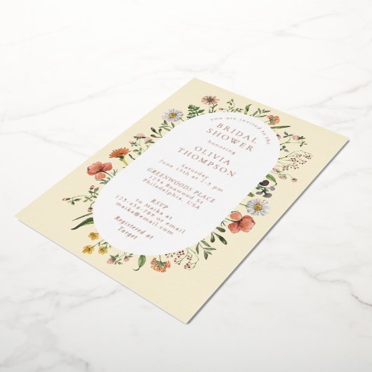 Herfst Whimsical Wildflower Arch Vrijgezellenfeest Folie Uitnodiging (Gedraaid)