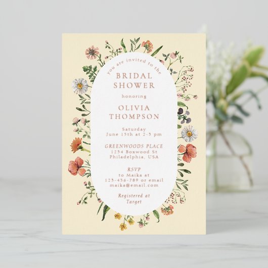 Herfst Whimsical Wildflower Arch Vrijgezellenfeest Folie Uitnodiging (Staand Voorkant)