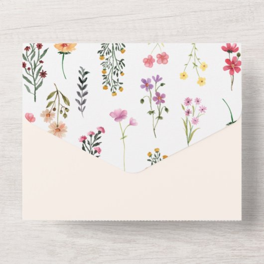 Herfst Whimsical Wildflower Calligraphy Oval Weddi All In One Uitnodiging (Achterkant)