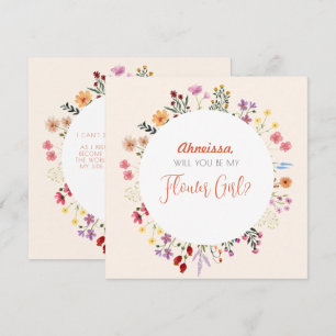 Herfst Whimsical Wildflower Floral Bloemenmeisje Kaart