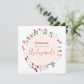 Herfst Whimsical Wildflower Floral Bridesmaid Kaart (Staand voorkant)