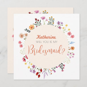 Herfst Whimsical Wildflower Floral Bridesmaid Kaart