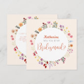 Herfst Whimsical Wildflower Floral Bridesmaid Scri Kaart (Voorkant / Achterkant)