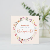 Herfst Whimsical Wildflower Floral Bridesmaid Scri Kaart (Staand voorkant)