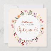 Herfst Whimsical Wildflower Floral Bridesmaid Scri Kaart (Voorkant)