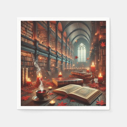 Herfst Whimsigoth Enchanted Library Découpage Servet (Voorkant)