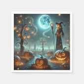 Herfst Whimsigoth Moonlight Pumpkin Patch Découpag Servet (Voorkant)