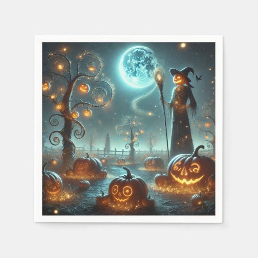 Herfst Whimsigoth Moonlight Pumpkin Patch Découpag Servet (Voorkant)