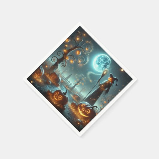 Herfst Whimsigoth Moonlight Pumpkin Patch Découpag Servet (Hoek)
