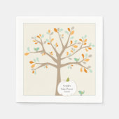 Herfst White Pumpkin baby shower met naam datum Servetten (Voorkant)