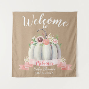 Herfst White Pumpkin Baby shower Welkom Wandkleed
