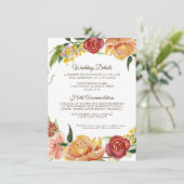 Herfst White Pumpkin Floral Burgundy Wedding - Geg Informatiekaartje (Staand voorkant)