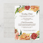 Herfst White Pumpkin Floral Burgundy Wedding - Geg Informatiekaartje (Voorkant / Achterkant)