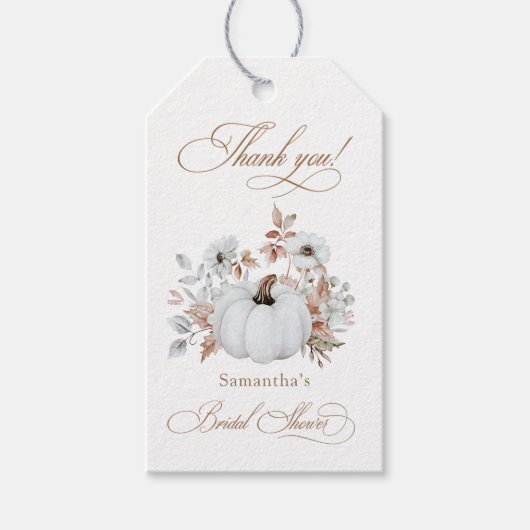 Herfst White Pumpkin Vrijgezellenfeest Cadeaulabel (Voorkant)