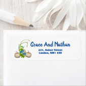 Herfst White Pumpkins Rustic Art Blue Floral Etiket (Insitu)