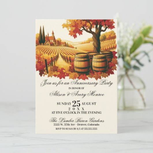 Herfst Wijngaard Jubileumfeest Kaart (Staand voorkant)