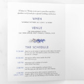 Herfst wijnstokken blauw grijs waterverf bruiloft  drieluik uitnodiging (Binnenzijde eerst)