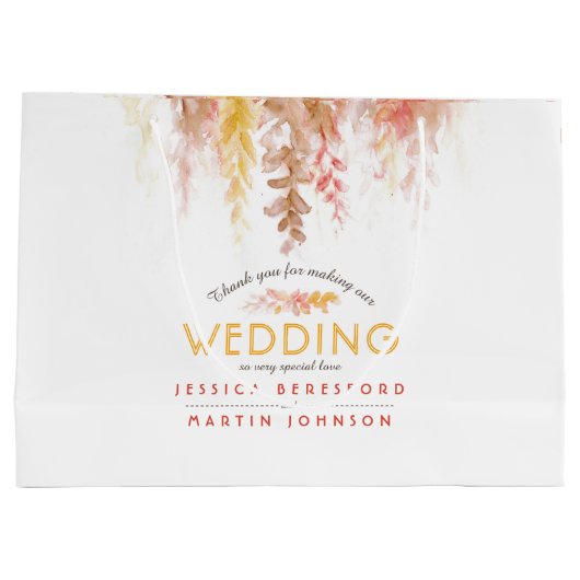 Herfst wijnstokken bruin rood geel dank u groot cadeauzakje (Achterkant)