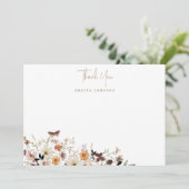 Herfst Wild Flowers Baby shower Flat Bedankkaart (Staand voorkant)